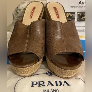 Prada Women's Brown Leather Mules